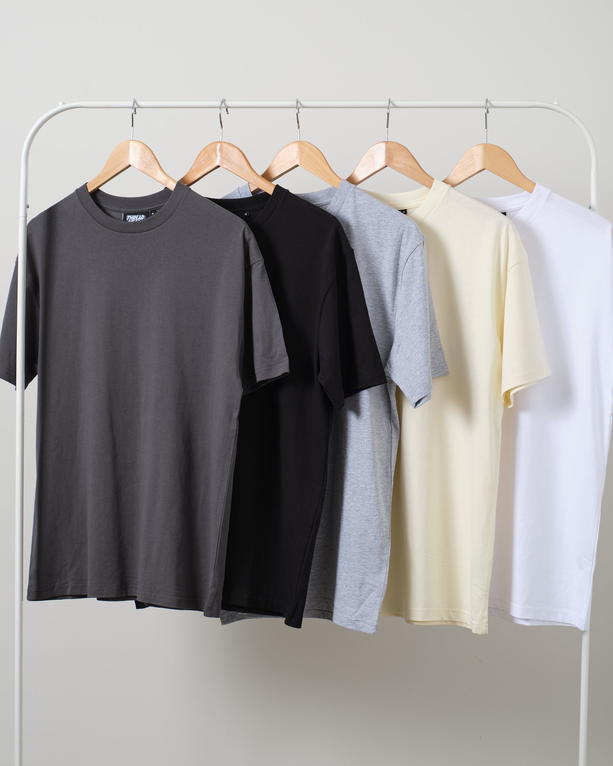 Classic Tee 5 Pack: Charcoal, Black, Grey, Natural, White Australia Online